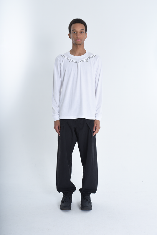 LONG SLEEVE T SHIRT WHITE ( STUDY 9.02 : kvr LOGO)