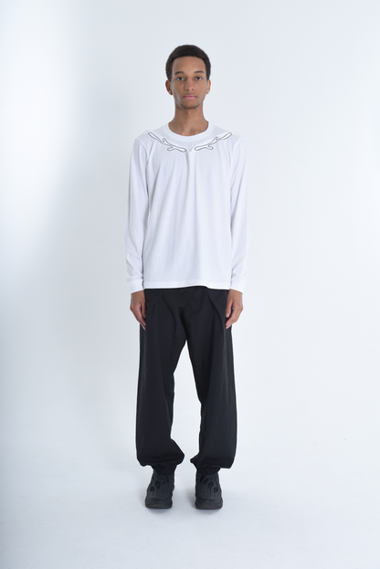 LONG SLEEVE T SHIRT WHITE ( STUDY 9.02 : kvr LOGO)