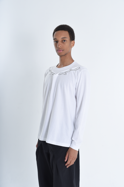 LONG SLEEVE T SHIRT WHITE ( STUDY 9.02 : kvr LOGO)